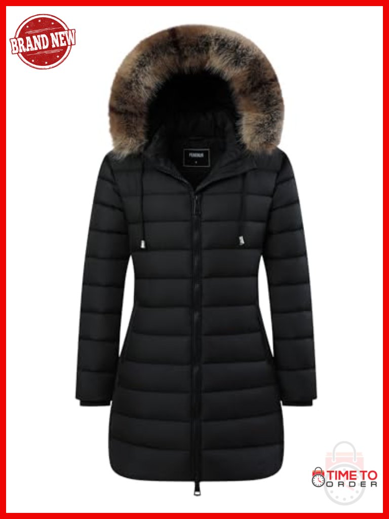 Women's Winter Coat Warm Windproof Waterproof Quilted Parka Detachable Faux Fur